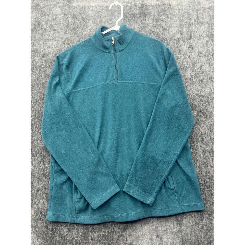 Croft & Barrow Arctic Fleece Sweatshirt Mens Large Teal Mock Neck Quarter Zip